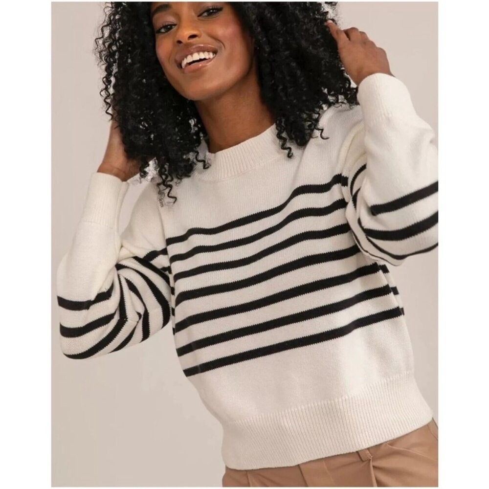 Modern Citizen Black and White Striped Sweater - Medium